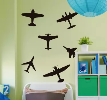 Autocolantes pequenos decorativos set de aviões silhueta - TenStickers