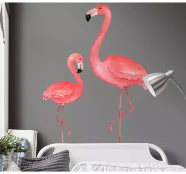 Autocolantes de pássaros e aves Grandes e pequenos flamingos - TenStickers