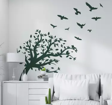 Autocolantes de pássaros e aves Pássaros voando sobre a árvore - TenStickers