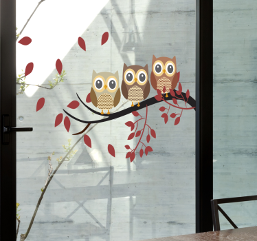 Autocolantes de pássaros e aves Três corujas bonitinh - TenStickers