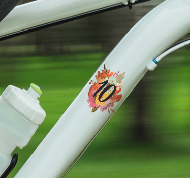 Autocolantes decorativo para bicicletas Número e flor personalizá - TenStickers