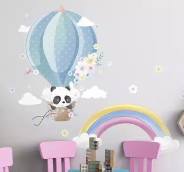 Autocolante decorativo Panda em Balão de Ar Tons de Pastel - TenStickers