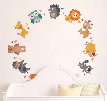 Autocolante decorativo infantil animais em círculo - TenStickers