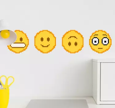 Autocolantes para quarto infantil emoji pixel - TenStickers