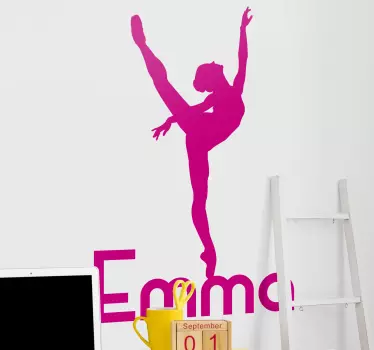 Autocolantes Decorativos de Baile Bailarina com nome silhueta - TenStickers