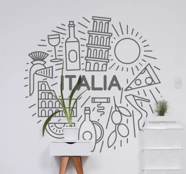 Autocolantes decorativos de cidades e países ícones da itália - TenStickers
