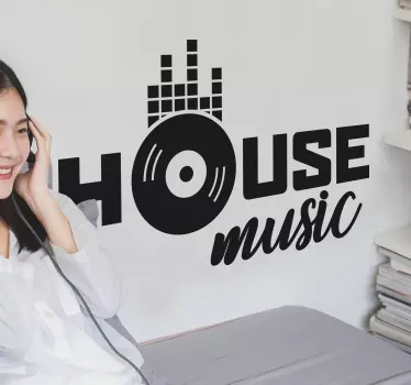 Autocolantes decorativos de DJ Texto de house music - TenStickers