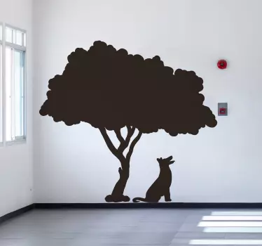 Autocolantes decorativos de flores e plantas árvore com cachorros - TenStickers