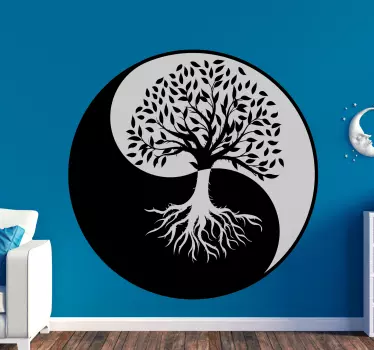 Autocolantes decorativos de flores e plantas árvore da vida ying - TenStickers