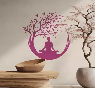 Autocolantes decorativos de flores e plantas árvore de ioga - TenStickers