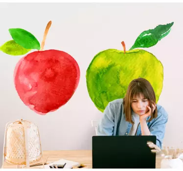 Autocolantes decorativos de Gastronomia Duas maçãs artísticas col - TenStickers