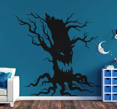 Autocolantes decorativos de halloween árvore assustadora de hallo - TenStickers