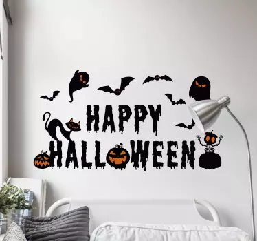 Autocolantes decorativos de halloween Texto assustador com criatu - TenStickers