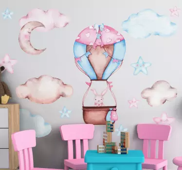 Autocolantes decorativos de ilustrações Airbaloon com coelho voan - TenStickers