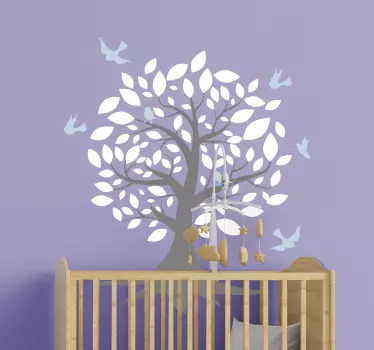 Autocolantes decorativos de ilustrações árvore com folhas brancas - TenStickers