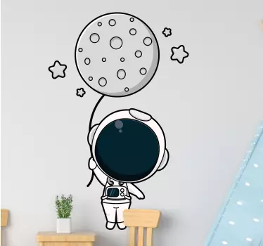 Autocolantes decorativos de ilustrações Astronauta fofo e balão l - TenStickers