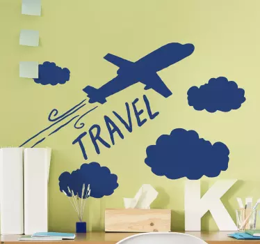 Autocolantes decorativos de ilustrações Avião com nuvens - TenStickers