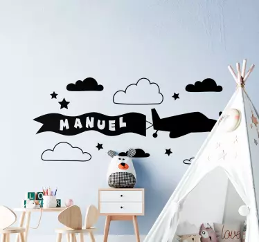 Autocolantes decorativos de ilustrações Avião desenhando nome com - TenStickers