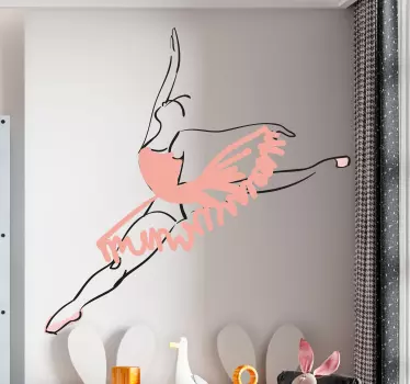 Autocolantes decorativos de ilustrações Bailarina dançando linha  - TenStickers