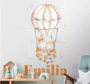 Autocolantes decorativos de ilustrações Balão pastel com animais  - TenStickers
