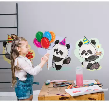 Autocolantes decorativos de ilustrações Festa de aniversário pand - TenStickers