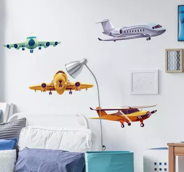 Autocolantes decorativos de ilustrações Grupo de aviões - TenStickers