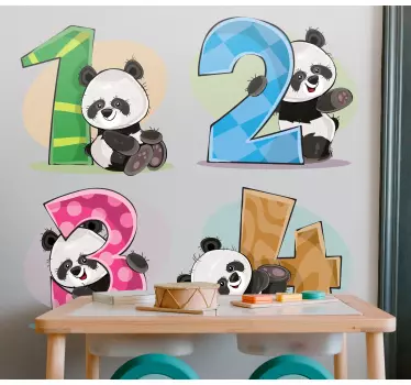 Autocolantes decorativos de ilustrações Números de panda - TenStickers