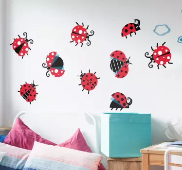 Autocolantes decorativos de insetos Conjunto de joaninhas - TenStickers