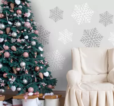 Autocolantes decorativos de Natal Pacote de flocos de neve cinza  - TenStickers