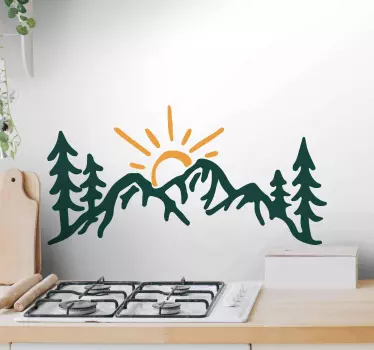 Autocolantes Decorativos de Natureza Montanhas com sol - TenStickers