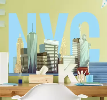 Autocolantes decorativos de Nova Iorque Desenho animado nyc skyli - TenStickers