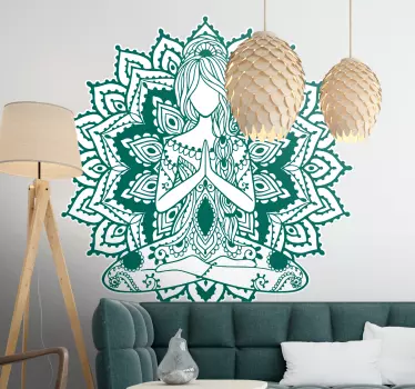 Autocolantes decorativos de padrões abstratos Mandala com mulher  - TenStickers