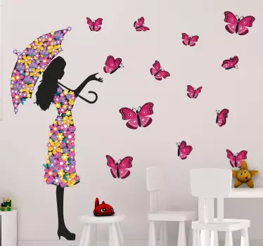 Autocolantes decorativos de pessoas Menina borboleta - TenStickers