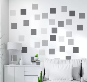 Autocolantes decorativos de quadrados autocolante cinza desbotado - TenStickers