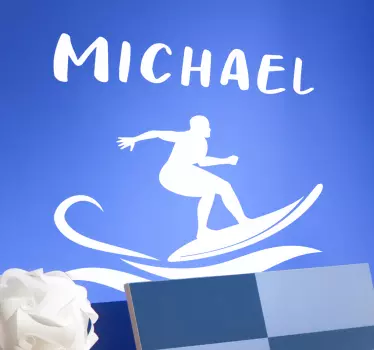 Autocolantes decorativos de surf Surfista com nome - TenStickers