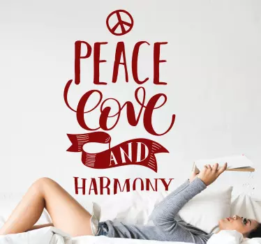 Autocolantes decorativos do Amor Paz amor e harmonia design - TenStickers