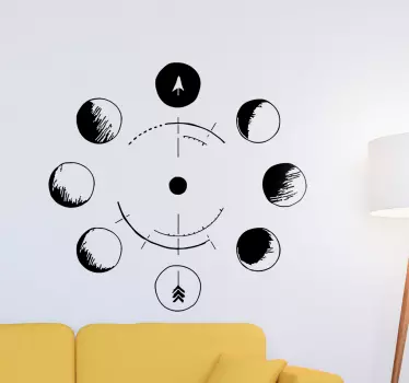 Autocolantes decorativos do espaço Fases da lua desenho - TenStickers