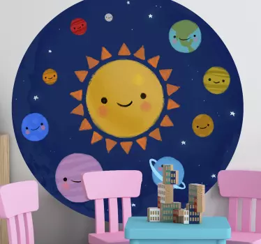 Autocolantes decorativos do espaço Feliz sistema solar - TenStickers