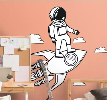 Autocolantes decorativos do espaço Foguete astronauta e estrelas - TenStickers