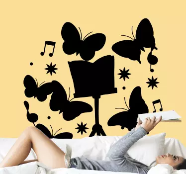 Autocolantes decorativos Musicais Notas musicais de borboletas - TenStickers