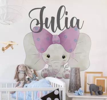 Autocolantes decorativos personalizáveis Elefante com bebê e nome - TenStickers