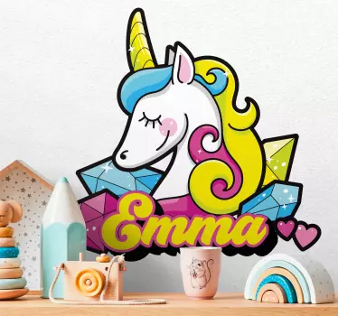 Autocolantes decorativos personalizáveis Lindo unicórnio de diama - TenStickers