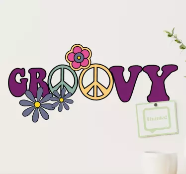 Autocolantes decorativos Vintage Descolado dos anos 70 com flores - TenStickers