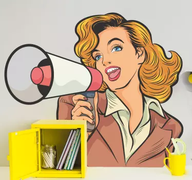 Autocolantes decorativos Vintage Menina com megafone - TenStickers