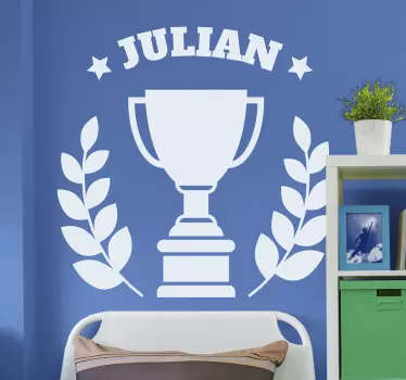 Autocolantes para quarto infantil Troféu com nome - TenStickers