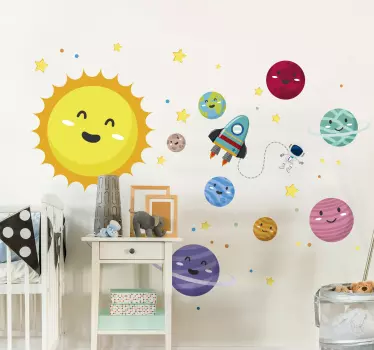 Autocolantes pequenos decorativos sistema solar infantil - TenStickers
