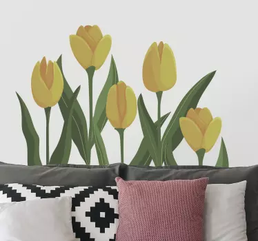 Autocolantes flores 5 tulipas amarelas - TenStickers