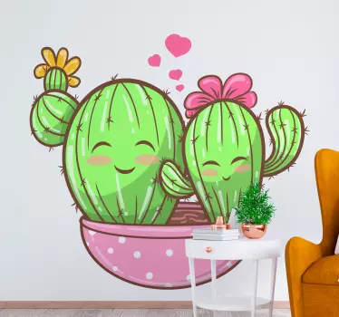 Autocolantes flores Dois cactos sorridentes - TenStickers