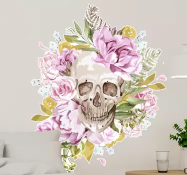 Autocolantes flores Peônia cercando um crânio - TenStickers