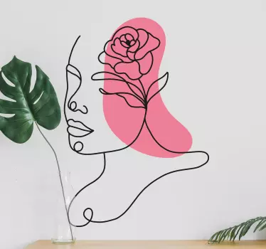 Autocolantes flores Rosto de mulher linhas de flores - TenStickers